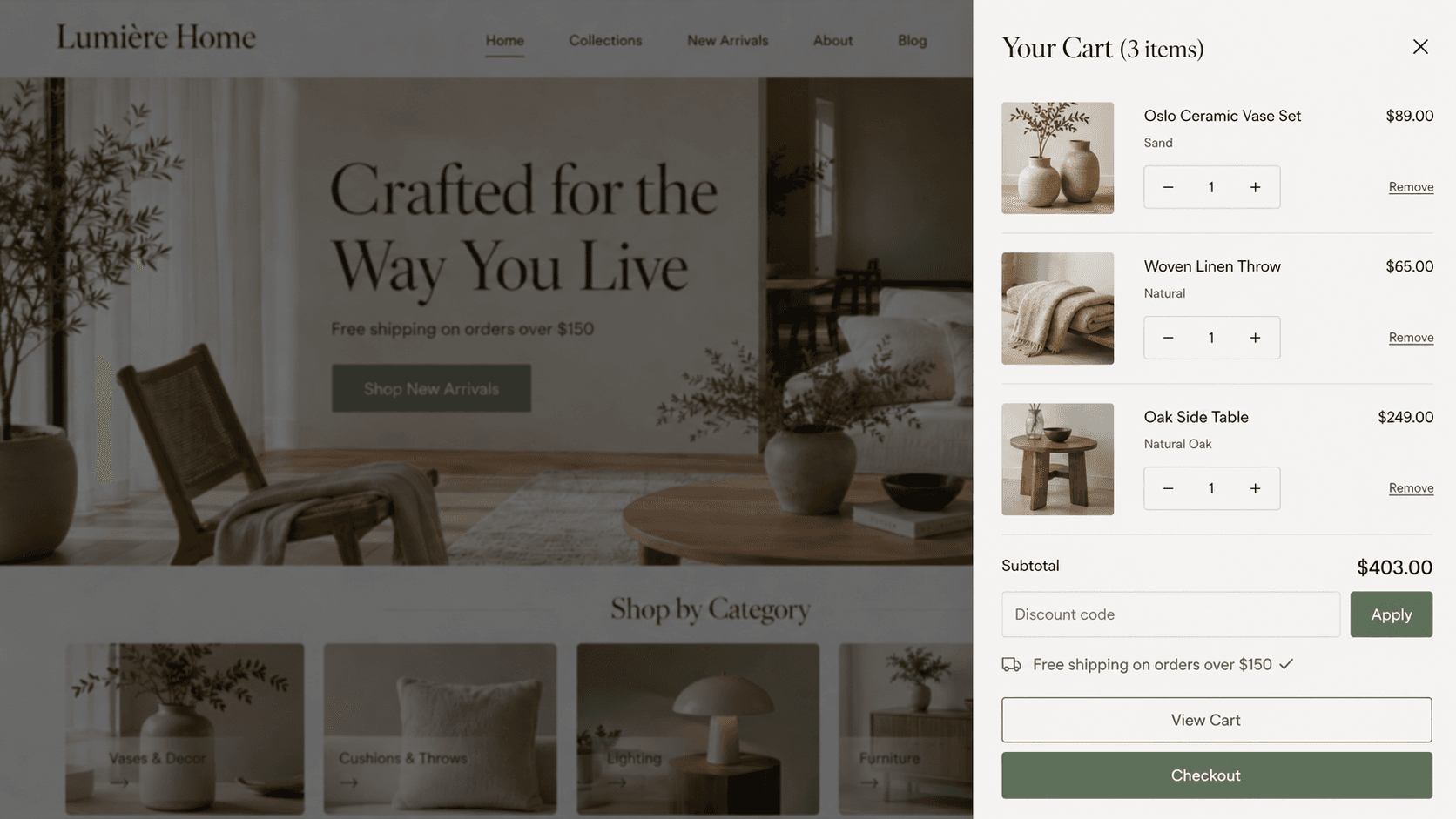 Lumière Home shopping cart drawer