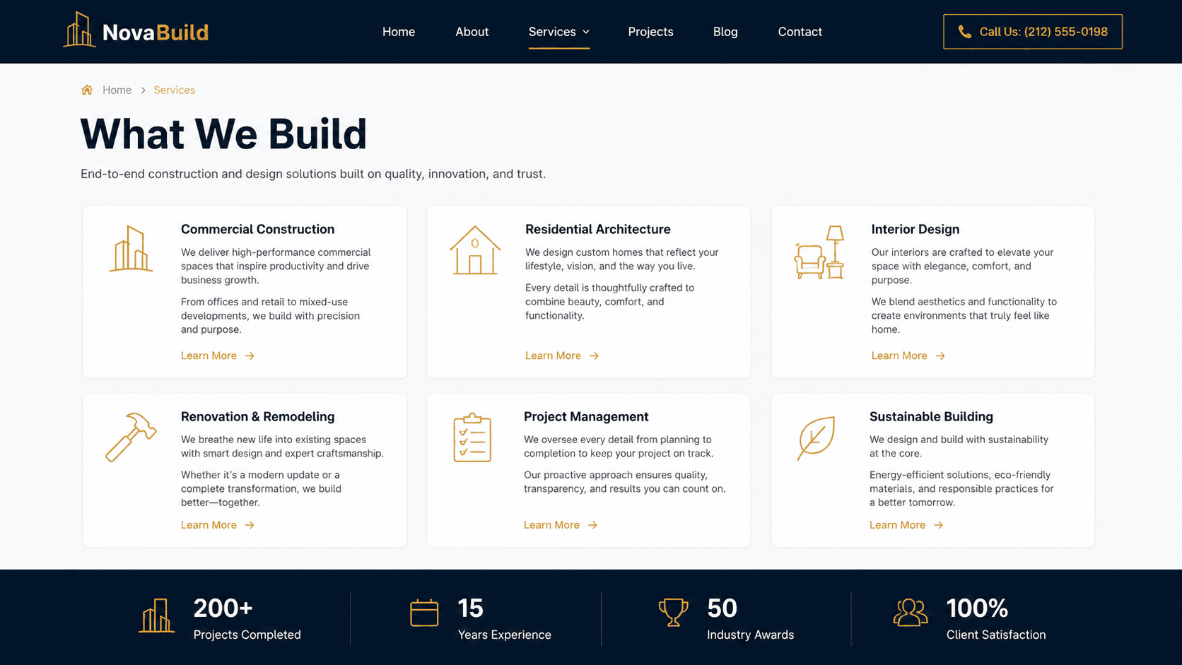 NovaBuild construction services page