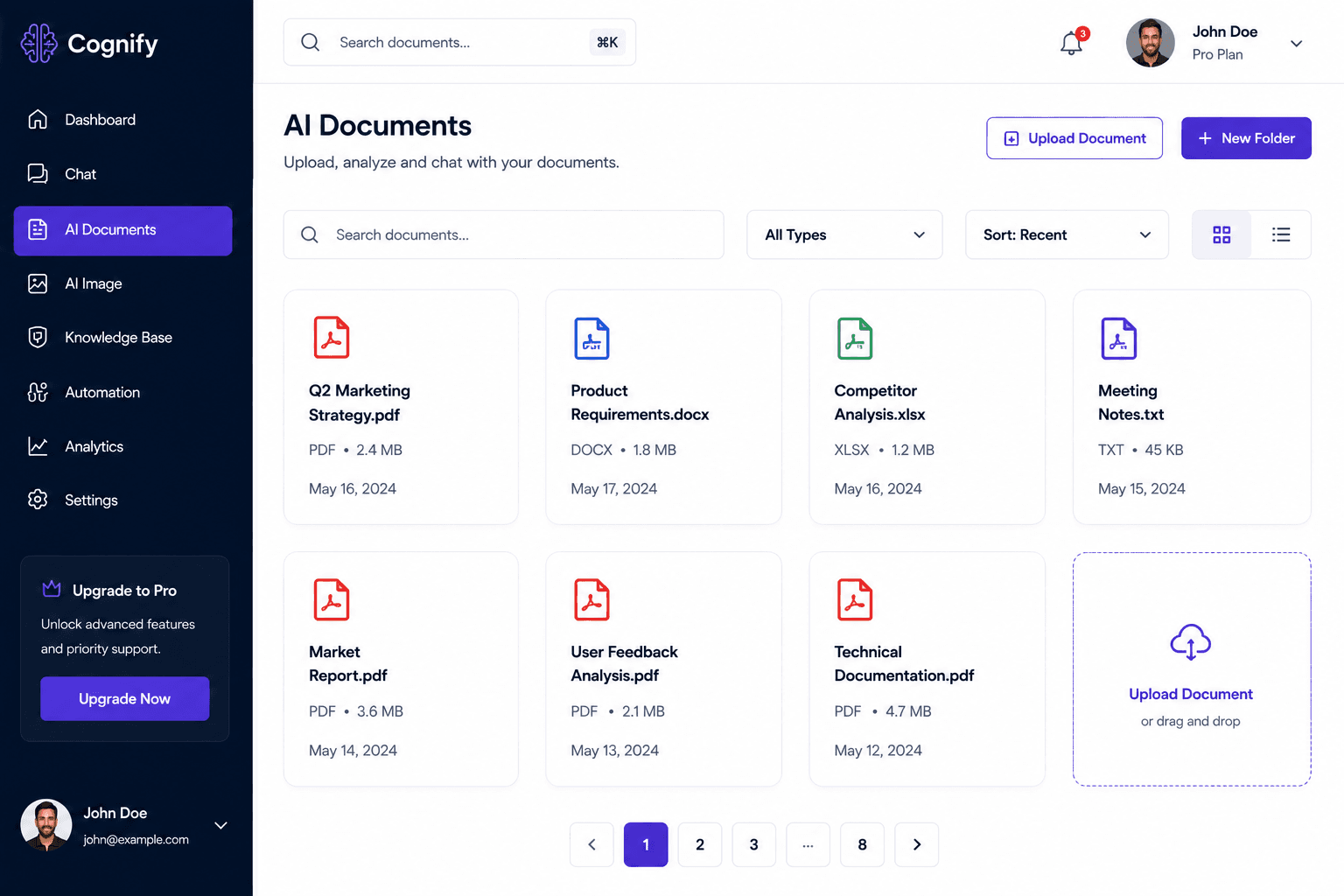 Cognify AI document workspace
